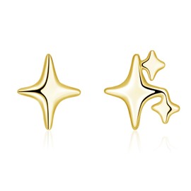 Deyanse Women's 925 Silver Stud Earrings, 925 Sterling Silver Star Heart Cross Stud Earrings, Hypoallergenic Earrings, Silver 925 Plug, Small, Cartilage Sleeping Earrings, Flat Earrings, Gift for