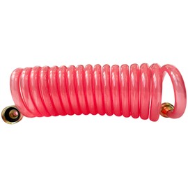 SANFU EVA Recoiled Garden Water Hose 3/8"ID x 15ft Premium With 3/4"Inch Brass Fittings Retractable, Compact, Swivel Female, Outdoor Patio Hose Marine&Boat, Transparent Pink(15')