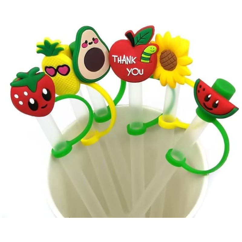 Reusable Silicone Sunflower Straw Plugs, Drinking Straw Covers and Dust