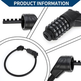 Hihaha Bicycle Lock/Bicycle Padlock Cable Lock Spiral Lock for Mountain Bike Road Bike / 5 Digit Resettable Bike Cable Lock Steel ABS PVC 60cm / 1 Pc Black