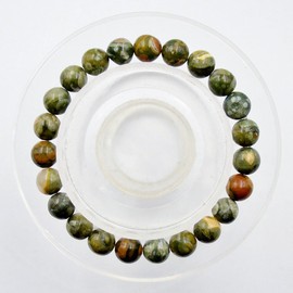 AD Beads Natural Gemstone Round Beads Stretch Bracelet Healing Reiki 8mm (Rhyolite Jasper)