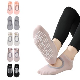 5Pair Women Pilates Socks Non-Slip with Grips for Yoga Barre Dance Soft Comfortable Breathable Sweat-Absorbing and Durable Sport Socks