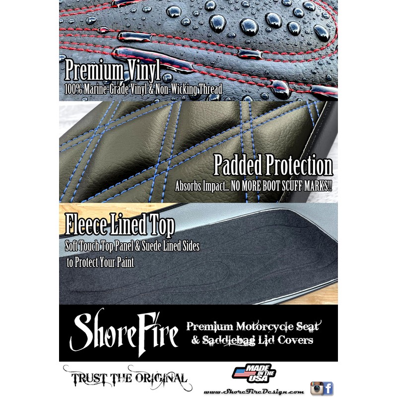 ShoreFire Design 2014-2023 Premium Flame Saddlebag Lid Covers for Harley