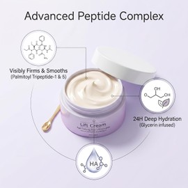 Crema Facial Antienvejecimiento con Péptidos Tripeptide-1 y 5, Hidratante Reafirmante Ligero para Líneas Finas e Hidratación Profunda, Cuidado Diario No Graso para Todo Tipo de Piel, 60g