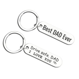 Drive Safe Dad Keychain I Love You Dad Gifts from Daughter or Son Father's Day Best Dad Ever Key chain Birthday Gifts for Dad from Daughter, Christmas Gifts for Dad, Dad gift from Son