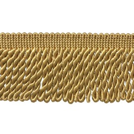 3" (7.5cm) Basic Trim Solid Collection Satiny Bullion Fringe Trim (Style# BFS3) Antique Gold #C4 (Dark Yellow Gold) Sold by The Yard (36"/3 ft/0.9m)