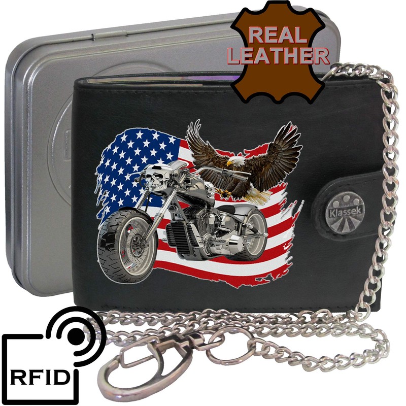 Biker Motorcycle Chopper American USA Flag Flying Bald Eagle Motor