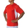A4 Adult Color Block Performance Interlock T-Shirt, Scarlet Red/Wht, XX-Large