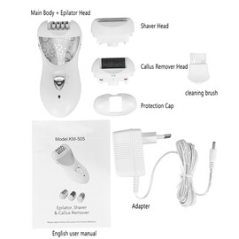Kemei 3-in-1 Electric Rechargeable Epilator Hair Removal Lady Shaver Feet Care Manicure