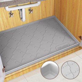 SIKADEER Under Sink Mat for Bathroom Waterproof, 40" x 19" Silicone Under Sink Liner Bathroom Cabinet Shelf Protector, Fits 42inch Standard Kitchen Bathroom Cabinet Mat Under Sink Organizer Drip Tray