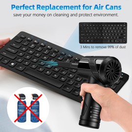 Compressed Air Duster, 130000RPM Electric Air Duster Replaces Compressed Air Cans, 3 Speed, Cordless Air Blower for Cleaning Camera Computer Household Pet Hair