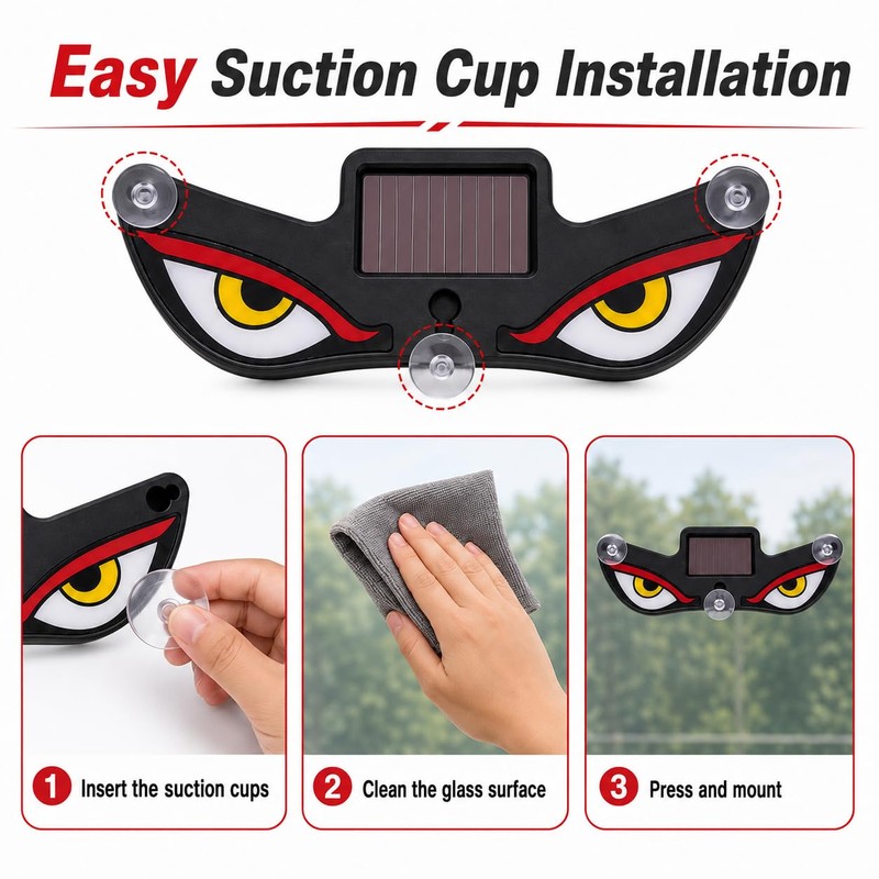 Solar Devil Eyes LED Car Window Light, Wireless No Drill