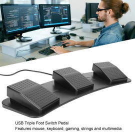 USB Foot Pedal PC Triple Foot Switch, PC USB Triple Foot Switch Pedal HID, 3 Three Key Footswitch Program Customized Computer Keyboard Mouse for Playing Games
