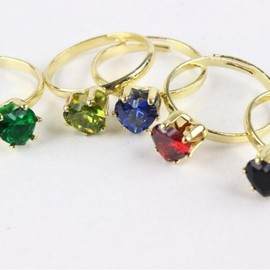 Lucky New Birthstone 48-Piece Set for Kids - Perfect Gift for Children's Day, Elementary School, Kindergarten (Heart Shape) Ring