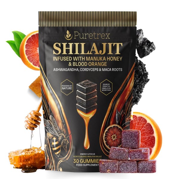 PURETREX Shilajit Gummies with Manuka Honey & Blood Orange –