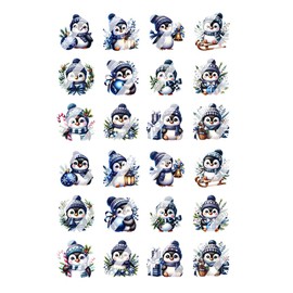 Christmas Winter Penguin Nail Art Decals - Waterslide Nail Decals (Adult XLarge 0.6" inches)