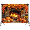 7 x 5 ft Fall Thanksgiving Fireplace Backdrop Autumn Harvest
