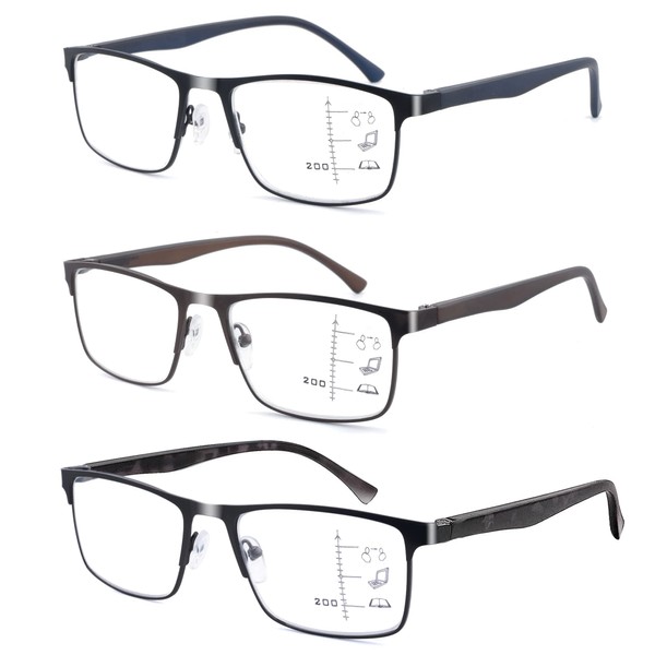 Progressive Multifocus Reading Glasses Anti Blue Light,Stylish Readers For Men