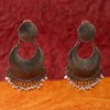 Moonstruck Oxidized Silver Pearl Chandbali Earrings for Women, Lightweight Antique