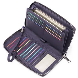 GOIACII Womens Wallet RFID Blocking Leather Zip Around Wristlet Wallets for Women Credit Card Holder Ladies Clutch Purses