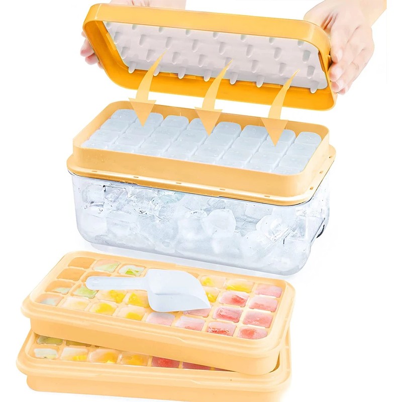 64-Cube Ice Tray Set for Freezer – Easy-Press Silicone Molds