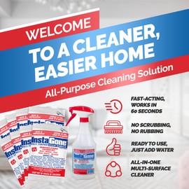 INSTAGONE Stain Remover - 8 REFILL Pack + 24oz Spray Bottle - Just Add Water - Indoor/Outdoor Ceiling, Wall, Bathroom, Roof, PVC Fence, Patio Furniture & More