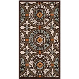 Safavieh Veranda Collection VER055 Modern Indoor/ Outdoor Accent Rug, 2' x 3'7", Chocolate / Aqua
