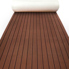KXKZREN Boat Flooring EVA Foam Decking Sheet Faux Teak Marine Mat Non-Slip Boat Carpet Self-Adhesive Flooring for Jon Boats Motorboat RV Yacht Kayak Swim Platform 35.4 x 94.5 inch,23.25 sq.ft