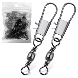 YICHU Stainless Steel Swivel with Intersnap Rotation Corrosion Resistant Saltwater Fishing Lures One Touch Replacement 6 Sizes (#10 (50 Pieces))