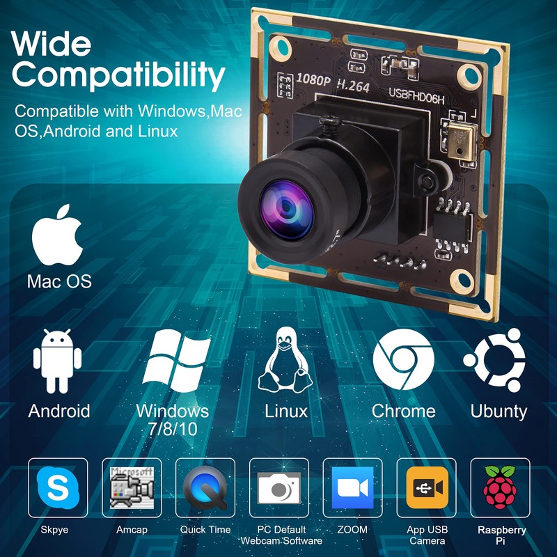 ELP Camera 1080P Webcam H.264 Low Light USB Camera Mini