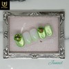 Green Tea Handmade Nail Tips - Short Straight Coffin /