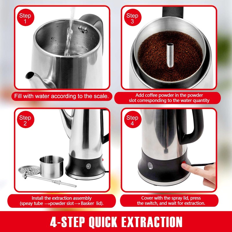 Happybuy 12-Cup Electric Coffee Percolator with Stainless Steel Construction, Heat-Resistant