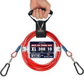 ROYAL PAW Dog Tie Out Cable - Tie Out Cable for Dogs (up to 300 lbs) - Use Dog Tie-Outs & Stakes for Outside - Best Heavy Duty Dog Leash for Large Dogs (10ft - Red Ruby)