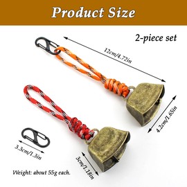 CHENNAN Pack of 2 Bear Bells, Anti Bear Bells, Metal Vintage Mini Cowbell, Bells on Backpack, Versatile, Compact and Portable for Outdoor Hiking, Backpack Pendant, Animal Neck Ba (B1)