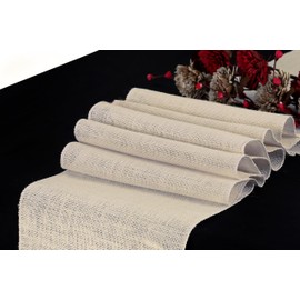 MDS 25 PCS 100% Natural Burlap Table Runners 12 x 108 Inch, Rustic Farmhouse Jute Country Vintage Boho Jute Burlap Roll for Wedding Home Party Summer Holiday Festival Dinning Table Decoration - Beige
