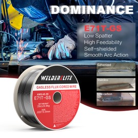 WelderElite 0.035" Gasless Flux Core MIG Wire, Single 2lb Spool, E71T-GS, Versatile for Galvanized, Stainless & Mild Steel