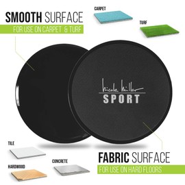 Nicole Miller Exercise Sliders for Fitness Workout [2PK], Double Sided Gilder Strength Slides Discs Work Smoothly on Any Surface for Stretch Strength Core Exercise (Black)