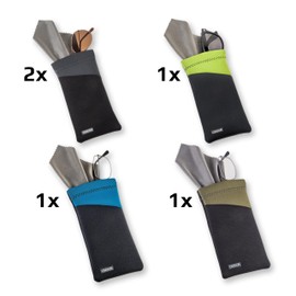 Carson Eyeglass Pouch, Assorted Color 5-Pack Neoprene Pouch with Microfiber Cloth, Protective Case for Glasses and Sunglasses - Travel Case for Eyeglasses, Fits Most Eyewear (EC-10ASPACK)