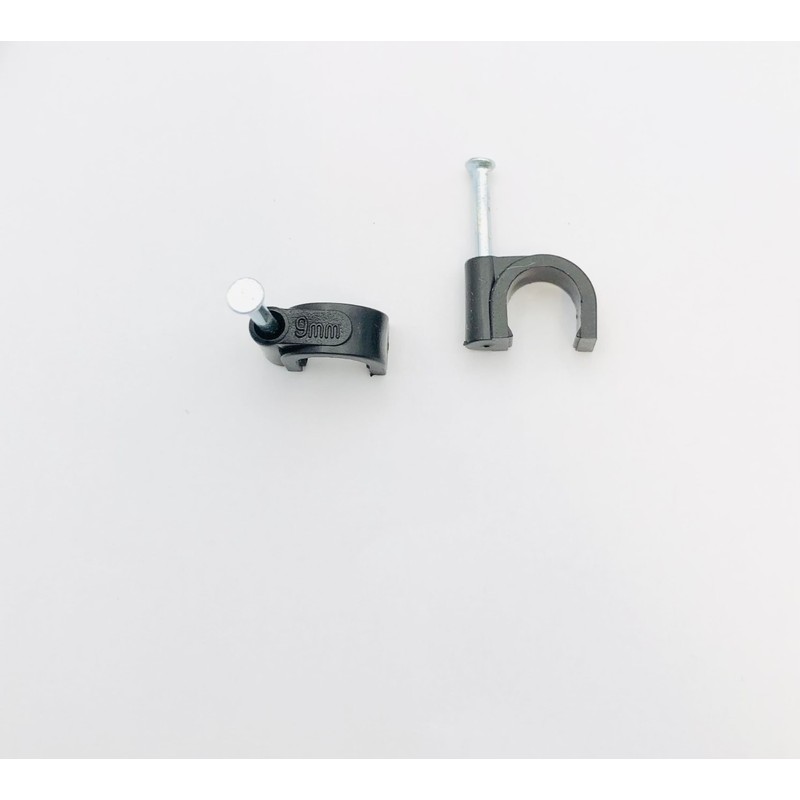 9mm Black Round Cable Clips Wire Nail Clips Holder Cable