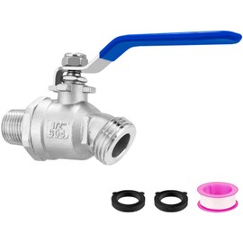 304 Stainless Steel 1/2" Garden Hose Bib with Long Handle, Heavy Duty 1/2" Male NPT * 3/4 GHT Male Threaded Outdoor Spigot, Lead-Free, Large Flow Garden Hose Faucet with 2 Washers & 1 Tape