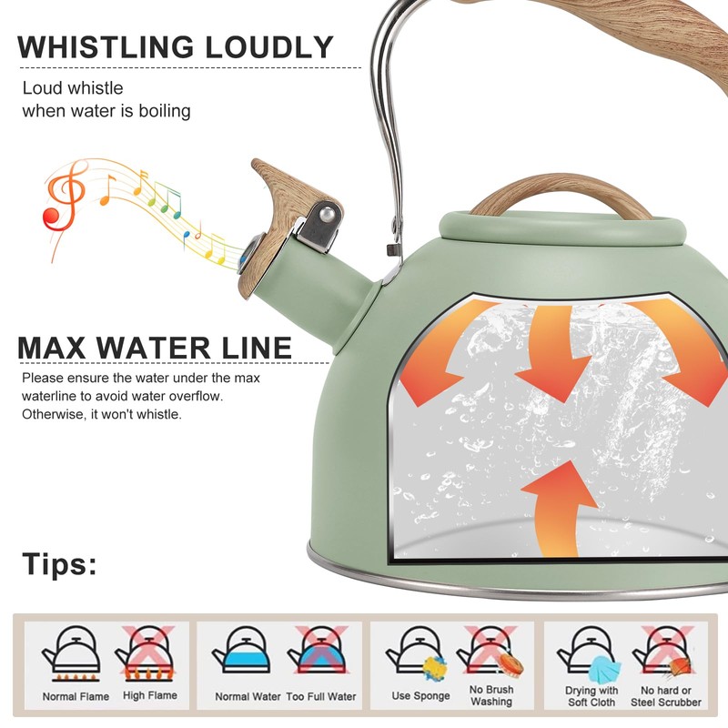 Tea Kettle, Vegoran 100 OZ / 3 Liter Whistling Tea