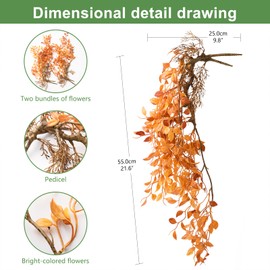 INQCMY Artificial Fake Hanging Plants Flowers Basket for Outdoor Outside Porch Fall Decoration,2 Pack Faux Silk Long Vines UV Resistant Look Real for Home Patio Balcony Wall Yard Autumn Decor