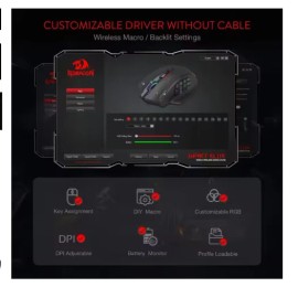 Redragon M913 16000 DPI RGB Wireless Gaming Mouse with 16 Programmable Buttons