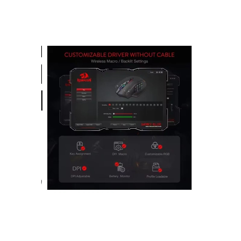 Redragon M913 16000 DPI RGB Wireless Gaming Mouse with 16