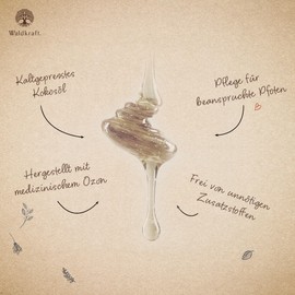 Waldkraft Kokoo³ Ozonised Coconut Oil with Active Oxygen, Skin Care for Animals, For Dry, Brittle Skin, Cold Pressed & Added with Medical Ozone, 50 ml