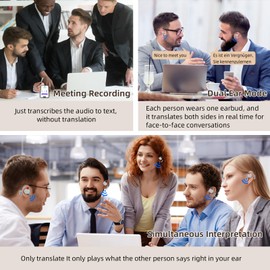 AI Translation Earbuds Real Time,144 Languages Translator with 5 Translation Modes,No Subscription Required, Ear-Hook Earbuds Translation Device for Travel Business Meeting Learning-Charcoal Black