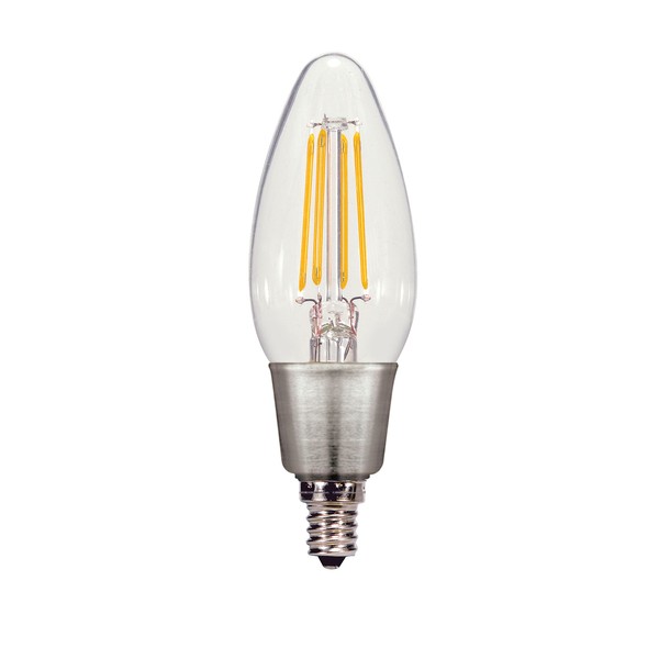 Satco S9568 C11 LED Clear Candelabra Base Light Bulb, 2.5W