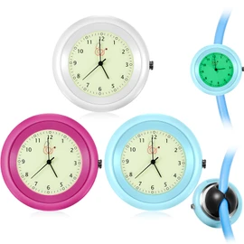 Dansydaisy 3 Pcs Glow in The Dark Stethoscope Watch Nurse Gift Clip on Pocket Watch with Second Hand Appreciation Medical Accessories for Nursing Students Doctor Clinic Staff (Blue,Rose Pink,White)