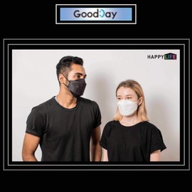FLEXMON [Happy Life] Premium 3D Black KF94 Face Mask, Good Day, Individual Pack Made in Korea (12)