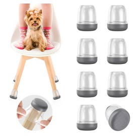 Extra Small Chair Leg Floor Protectors for Carpet Hardwood Floors, Upgraded Chair Leg Caps with Graphene Fabric Bottom, No Cat/Dog Hair Clinging, 16 Pcs Clear Furniture Leg Feet Covers (Fit 0.6"-0.8")